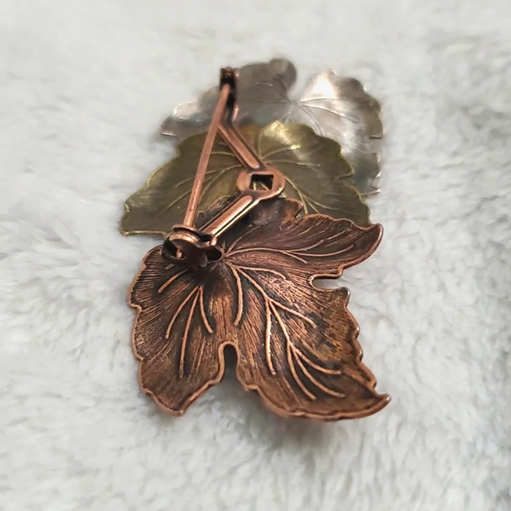 Vintage Tri-Tone MCM Leaf Brooch